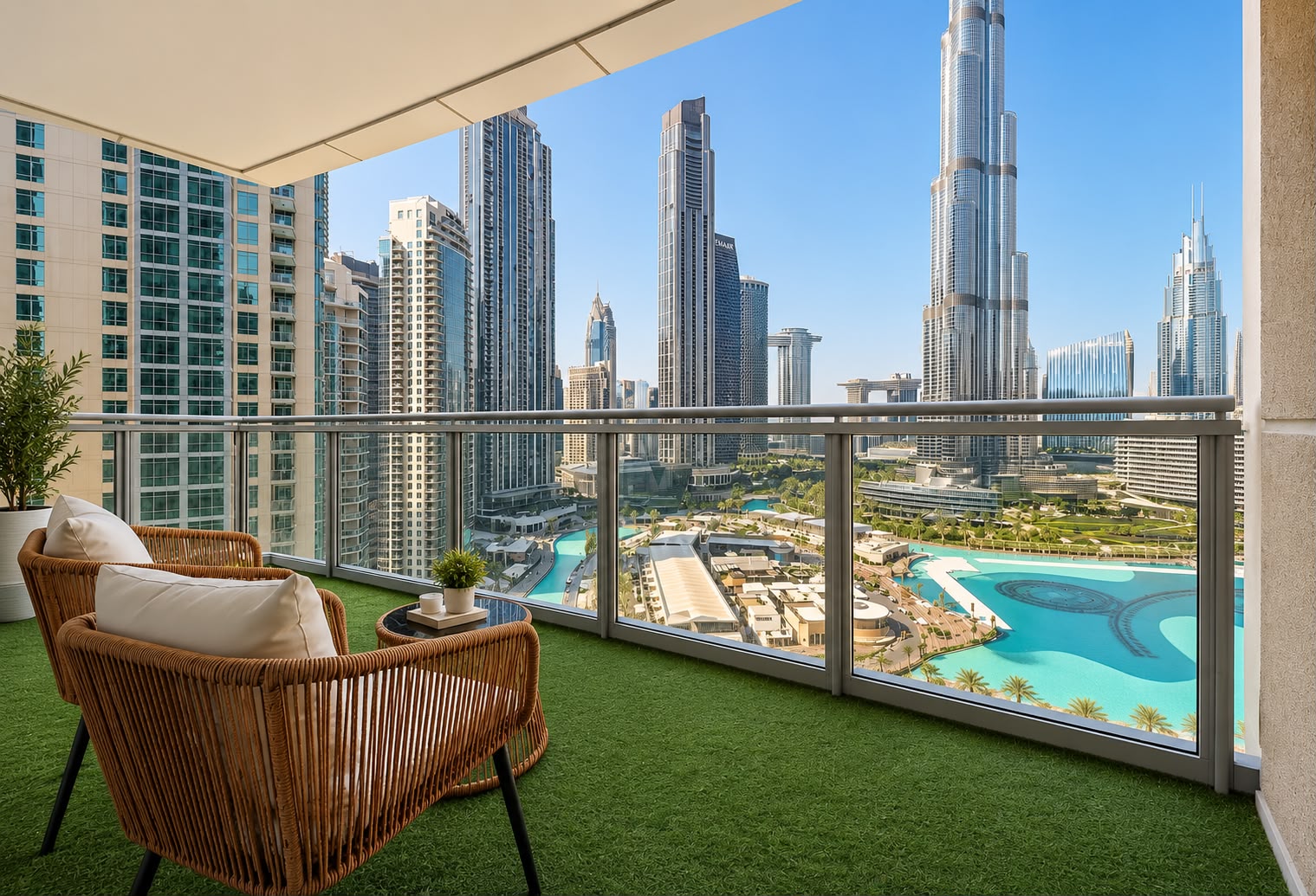 Downtown Dubai evening views from apartment